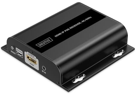 DIGITUS HDMI PoE IP Extender Receiver for DS-55353 – UHD 4k 60Hz – HDMI 2.0 – Up to 120 m Range – Receiver – Point to Multi Point – CAT 6 – Black