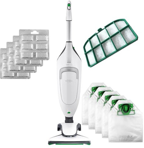 GREENELF Scopa Elettrica Folletto VK220s Nuovo, Potente - Completa di 8 Anni di Accessori Compatibili Inclusi | Iconico Kobold Folletto Aspirapolvere con Filo - Facile da Usare - Garanzia di 24 Mesi