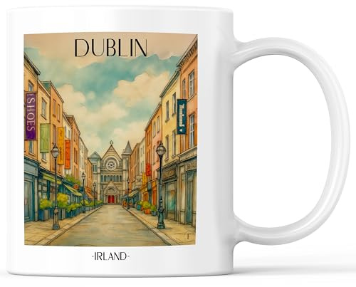 favplace Tasse mit Städtemotiv Dublin Irland Kaffeebecher - Geschenkidee bzw. Geschenk für Fernweh oder Heimat - Reise Kaffeetasse 330ml Weiß