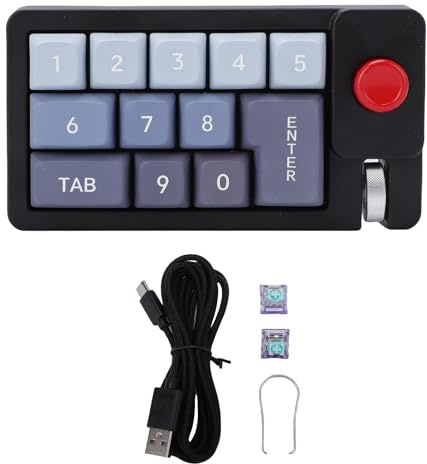 Denash Mechanische Makro -Tastatur, RGB Backlight Joystick Roller Kompatibel mit XP Vista OS X, Hot Swappable Numpad Keyboard, Wired USB Typ C -Verbindung (Black)