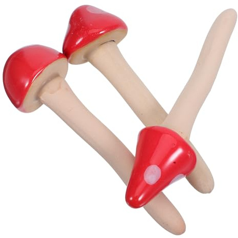 NOLITOY Gartenpilz 3 Stück aus Keramik, Kleine Pilzdekoration Rot | Kleine Pilzdekoration als Ornament, Mushroom Decor, Gartenfigur Statue mit Gartendeko für Draußen Pilze