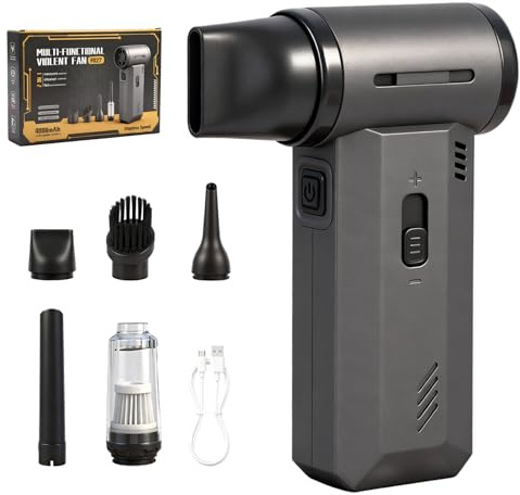 Zenbanzer Compressed Air Duster,180000RPM Super Power Cordless Air Duster & Vacuum,Handheld Vacuum Cleaner Sliding Adjustable car Cleaning kit,Fast Charging Compressed air Cleaner for pc Keyboard,Car