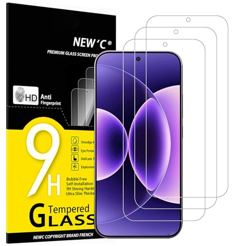 NEW'C 3 Piezas, Protector Pantalla para Xiaomi 17 Pro Max (6,9 pulgadas), Cristal templado Antiarañazos, Antihuellas, Sin Burbujas, Dureza 9H, 0.33 mm Ultra Transparente