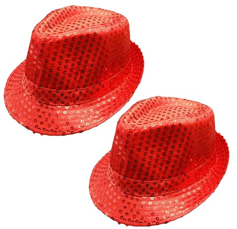 GYIOFAI Bowler-Hut mit Pailletten, Western-Jazz-Tanzhut, Disco, Hip-Hop, glänzende Kappe, Cowboy-Fedora-Cap, Gangsterhüte, für Jazz-Hop-Auftritte, Halloween, Kostümveranstaltungen, 2 Stück