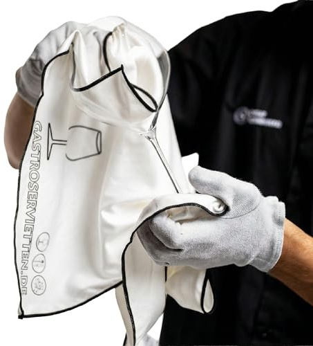 Gastroservietten.de Mikrofaser Poliertuch 50 x 65 cm, 100% fusselfrei, streifenfrei für Gläser und Edelstahl, ideal für die professionelle Gastronomie