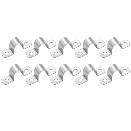 10 Pack U Pipe Clamps, 32mm Stainless Steel U Shaped Brackets Saddle Clip, Heavy Duty Conduit Clamps for Water Pipes, Gas Pipes Cable