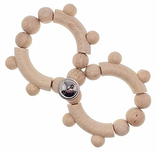 Hess Holzspielzeug 11093 - Motorikrassel aus Holz, in Form einer Acht, mit beweglichen Teilen, für Babys ab 6 Monaten, handgefertigt, nature pur, für Greifübungen