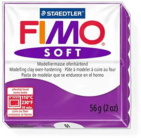 Staedtler Fimo Soft Purple (61) Oven Bake Modelling Clay Moulding Polymer Block Colour 56g (1 Pack)