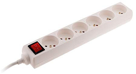 Bloc multiprise 6 prises 16A 2P+T avec interrupteur et fiche extraplate Blanc - NF - Zenitech