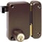 Serrure en applique marron verni droite à cylindre rond à tirage Clé I Axe à 44 mm V5 Vachette