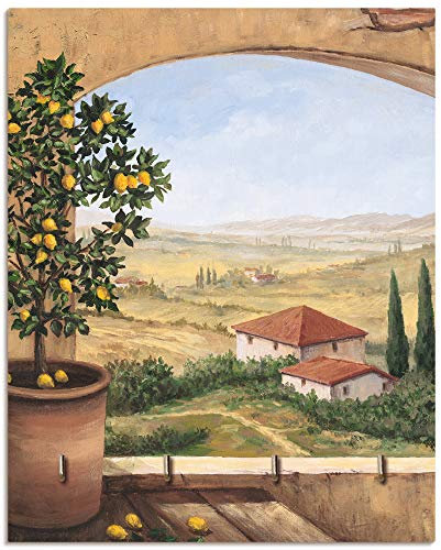 ARTLAND Hakenleiste Holz mit 4 Haken 20x25 cm Schlüsselbrett Schmuckaufhänger für Wand Geschirrtuchhalter Fensterblick Toskana T5ZG