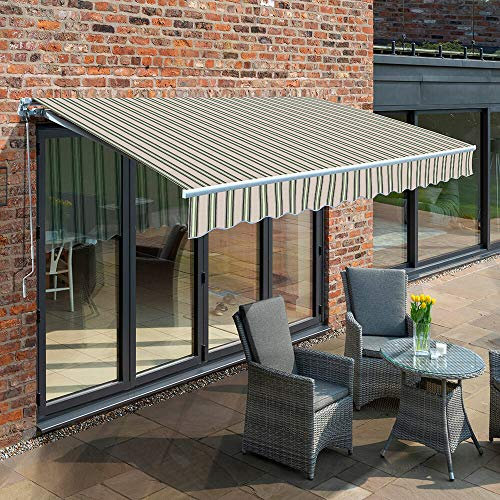 Primrose 3.5m Electric Awning - Multi Stripe Mayfair DIY Patio Awning Gazebo Canopy Anti UV Waterproof Complete with Fittings and Winder Handle