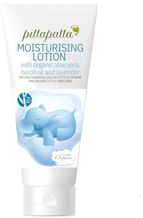 Pittapatta Organic Moisturising Lotion, Lavender & Chamomile | Soil Association | For Dry & Sensitive Skin | Daily Baby Body Lotion with Aloe Vera & Vitamin E | Safe & Pure - 200ml