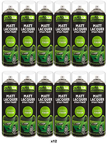 Autotek Matt Lacquer Spray Paint - 12x 500ml