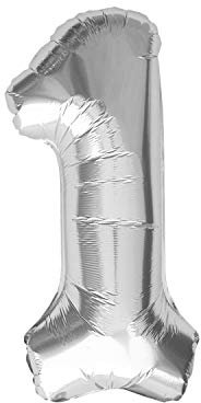 Oblique Unique® Folien Luftballon mit Zahl Nummer in Silber für Geburtstag Jubiläum Party Deko Folienballon - Zahl wählbar (Nr 1)