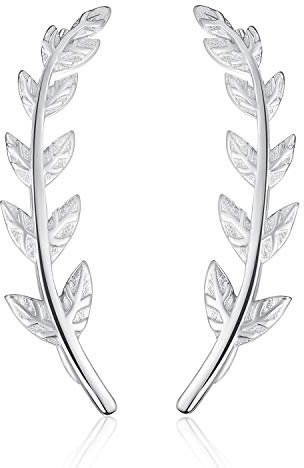 ✦Weihnachtsgeschenke für Frauen✦Winglove 18 Karat Vergoldung Ohrringe Silber 925 Blatt Ohrstecker Blätter Form Ohrringe Schmuck Damen Geschenke für Frauen.(White Gold-2)