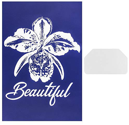 Ideen mit Herz Siebdruck-Schablone | Motiv + Schriftzug | 32,5 cm x 22,5 cm | selbstklebend | inkl. Rakel | ideal für Textil, Holz, Glas, Keramik, Papier (Orchidee | Beautiful)