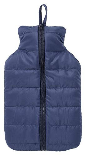 Hodge and Hodge Large Hot Water Bottle with Novelty Padded Puff Winter Jacket Cover for Thermotherapy Muscle Ache Tension Pain Relief Neck Strain Shoulder Heat Therapy Bed Sofa Sleep 2 Litre - Navy