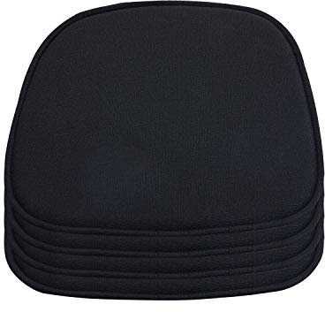 DORAFAIR 4-Pcs Stuhlkissen Leinen Eckig Sitzkissen Sitzauflage Gepolstert für Stühle in Haus und Garten, 39 x 38 x 1.7 cm, Schwarz