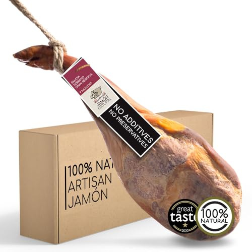 Serrano Ham Leg | 4.5-5kg Whole Paleta Shoulder | 15-Month Cured Jamon Leg | Great Taste Award-Winner 2020 | Traditionally Dry-Cured Spanish Shoulder | 100% Natural Ham | No Additives or Preservatives
