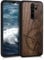kwmobile Hülle kompatibel mit Xiaomi Redmi Note 8 Pro Hülle - Holz Case - Handy Cover - TPU Handyhülle in Dunkelbraun Kompass Vintage