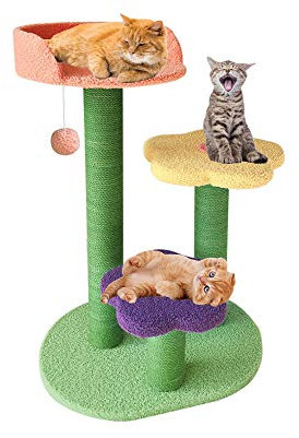 SSCYHT Mittlerer Kratzbaum Katzenturm Mehrstufige Katzen-Eigentumswohnung Hanf-Kratzbäume mit Sprungplattform und Baumelnden Bällen Gemütliches Haustier-Aktivitätszentrum Kätzchen-Spielhaus,B