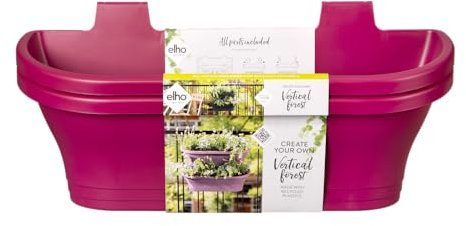 Elho Corsica Vertical Forest Large 51 - Pot De Fleurs pour Balcon & Extérieur - Ø 51.2 x H 23.3 cm - Rose/Cerise