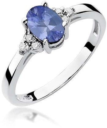 Damen Ring 585 14k Gold Weißgold echt Tansanit Edelstein Diamanten Brillanten