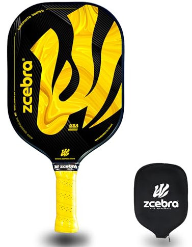 ZCEBRA Pala de Pickleball Grafito - Raqueta Ligera Fibra de Carbono núcleo de Panel de Abeja Polipropileno Texturizada – Set Funda Neopreno