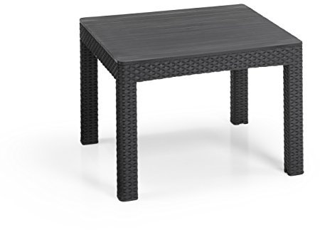 Koll Living Beistelltisch, Graphit - ansprechende Rattanoptik - Rezolith-Tischplatte in Holzoptik - vielseitig mit Anderen Gartenmöbeln kombinierbar