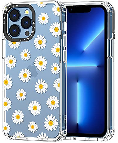 MOSNOVO für iPhone 13 Pro Hülle – Durchsichtige, schlanke, stoßfeste TPU+PC-Handyhülle, [6,6 Fuß Fallschutz/Anti-Abziehen] - Gänseblümchen