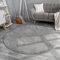 TT Home Wohnzimmer Teppich Hochflor Langflor Kunstfell Weich Modern Unifarben Flauschig, Farbe: Anthrazit, Größe:200 cm Rund