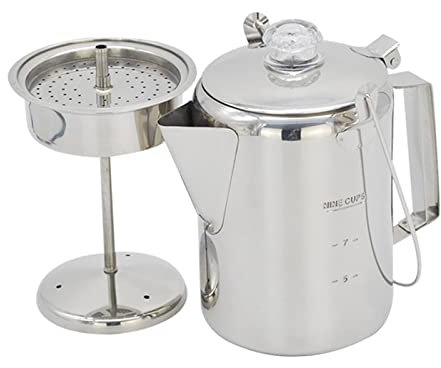 Hellery Camping Coffee Pot – 9 Cup Percolator for Campfire or Stove