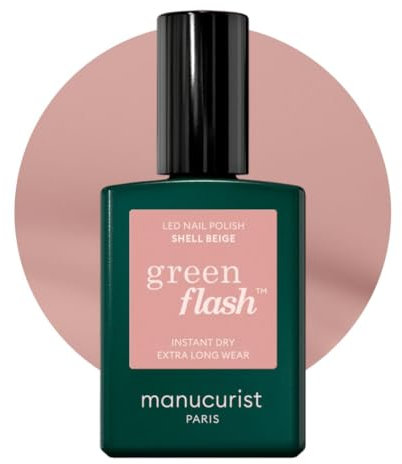 MANUCURIST Green Flash™ UV Nagellack Beige Rosa Shell Beige • Hema Free UV Lack • 12-Free Lack, 60% bio-basiert • Nägel Selber Machen für UV Lampe Nägel • Gel Nagellack UV 15 ml • Gel Nägel