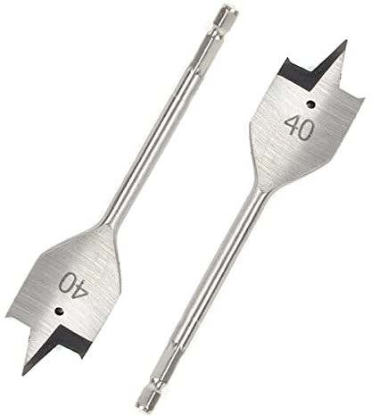SagaSave Broca plana de paleta de acero al carbono de alta velocidad de 40 mm, broca de pala de carpintería para madera, madera blanda y dura, placa de yeso, clínculo, caja de espuma, 1 unidad