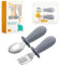 Qkie Couverts pour Enfants - Avec sac de Rangement - Fourchette et Cuillère pour Bébé en Acier Inoxydable - Poignées en Silicone pour Bébé Toutpetit Autoalimentation, Sans BPA, 8 mois+ (Gris)