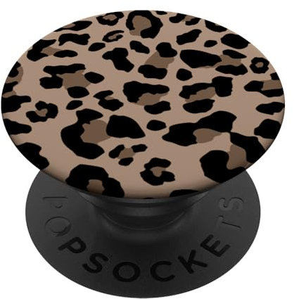 Leopardenmuster stilvolles Gepardenmuster braun neutral beige PopSockets Klebender PopGrip