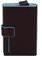 PIQUADRO Portacarte di credito quadrato blu in pelle 7 cm