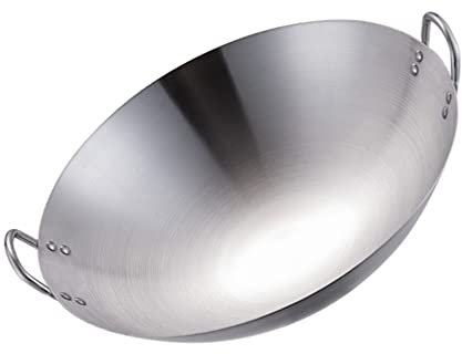 Wok Sartenes Antiadherentes de Acero Inoxidable Sartenes para Saltear Wok Chino Tradicional a Prueba de Arañazos con Fondo Y Mango para Estufa Eléctrica de Inducción de Gas