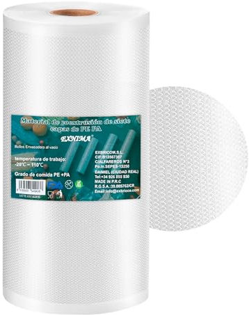 EXNIMA, Rollos de Bolsas para Maquinas de Sellado al Vacío para Envasar 2, 4, 6 u 8 und de 20x300cm, Perfectas para Conservación de Alimentos, Utensilios de Cocina, Plástico