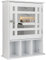 Multigot Bathroom Mirror Cabinet, Wall Mounted Storage Cupboard with Adjustable Shelf and 3 Open Compartments, Wooden Single Door Display Organizer for Bedroom Living Room Kitchen (White)