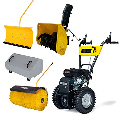 TEXAS Profi Kehrmaschine Benzin 80cm Combi 800TG Set 5in1 Schneekehrmaschine Schneefräse Laubsammler Schneeschieber mit Antrieb | 5,7PS | inkl. Kehrbesen, Schneeschild, Schneefräse, Sammelbehälter