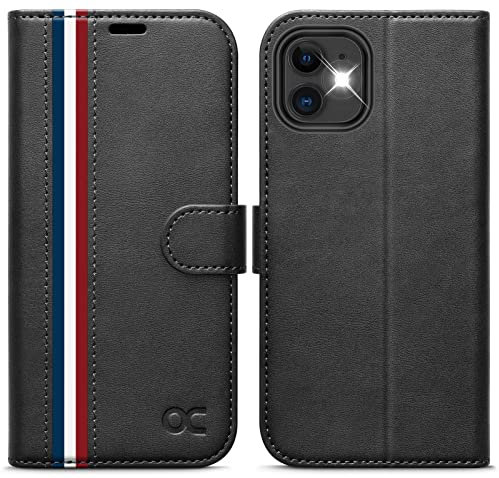 OCASE for iPhone 12 Case, iPhone 12 Pro Case PU Leather Wallet Flip Phone Cover with[TPU Inner Shell][RFID Blocking][Card Holder] Compatible For the 6.1 Inch iPhone 12/12 Pro,Stylish Black