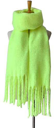 ARTQ Schals Für Damenspring Explosion Faux Cashmere Fluoreszierender Grüner Schal, Weich Und Warm, Hautfreundlich, Langlebig, Großes Quasten-Design, Geschenk Für Die Familie