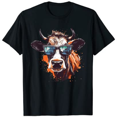 Kuh mit Sonnenbrille Landwirt Bauer T-Shirt