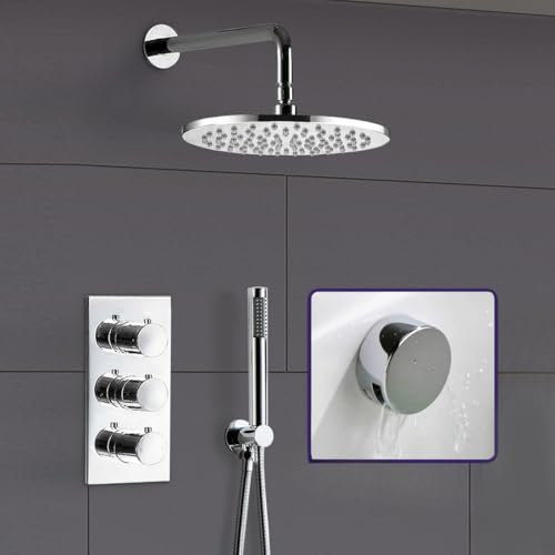 Lilly Round 3 DIAL 3 Way Bathroom Concealed Thermostatic Shower Mixer Valve TAP
