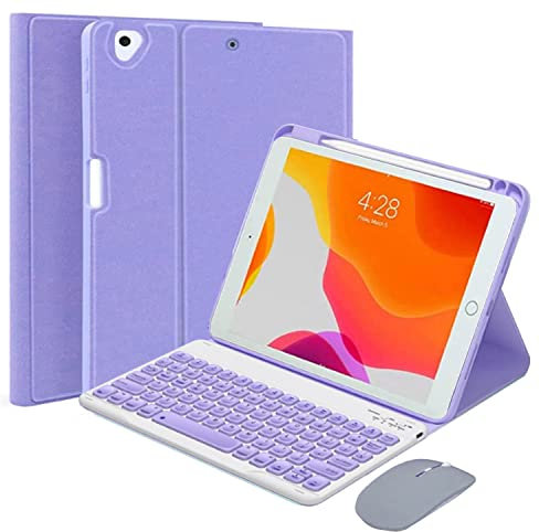 QYiiD Custodia per tastiera per iPad Mini 6 2021 (8,3 pollici), tastiera wireless staccabile mouse Smart Folio cover con portamatite per iPad Mini 6a generazione, viola