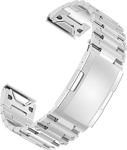 Miimall Kompatibel mit Garmin Forerunner 965 22mm Armband, Edelstahl Metall Doppelte Faltschließe Verstellbares Armbänder für Garmin Forerunner 965/955/945/935-Silber