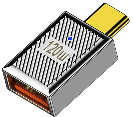 WLGQ Adaptateur de charge USB 3.1 type C mâle vers femelle A 120 W 10 Gbit/s Coque en alliage d'aluminium blindé mécanique
