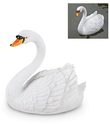 Gugxiom Schwan Dekoration, Kleine Harz Statue, Höhe 15 cm (7,5 Zoll), Schwan Teichdeko, Ungefähr So groß Wie EIN Basketball der Größe 3, für Rasen, Garten